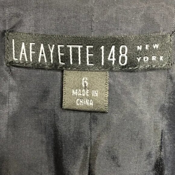 NEW - LAFAYETTE 148 Virgin Wool Navy & Gold Metallic Button Front Blazer -Size 6 - Picture 3 of 6